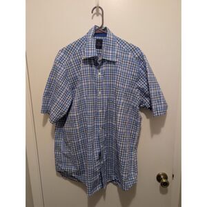 Tailorbyrd Men's Blue Plaid Short Sleeve Button Down Dress Shirt Size XL